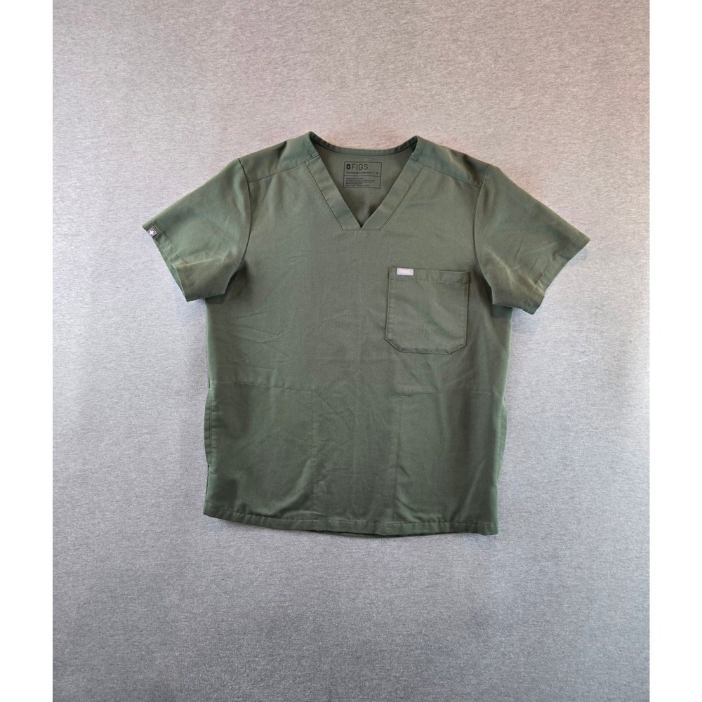 Figs Chisec Three Pocket Scrub Top Men Medium Moss Green V-Neck TM3000 Medical